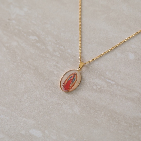 11thstreet Jewelry - Virgin Mary Enamel Necklace | 18k Gold Filled